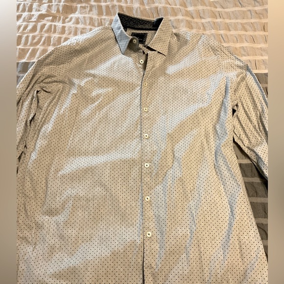 Daniel Hechter Grey With Green Dots Dress Shirt - Picture 1 of 7